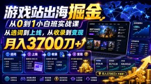 游戏站出海掘金从0到1小白实战课，从选词到上线，从收录到变现，月入3700刀+-优品网赚资源库