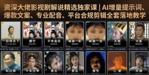 资深大佬影视剧解说精选独家课|AI增量提示词、爆款文案、专业配音、平台合规剪辑全套落地教学-优品网赚资源库