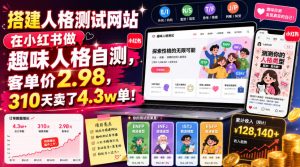 搭建人格测试网站在小红书做趣味人格自测,客单价2.98,310天卖了4.3w单!-优品网赚资源库