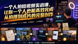 一个人拍短视频实战课,让你一个人也能高效完成从拍摄到成片的完整创作-优品网赚资源库