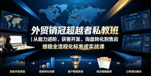 外贸销冠超越者私教班|从能力进阶、获客开发、询盘转化到售后维稳全流程标准化成交实战课-优品网赚资源库