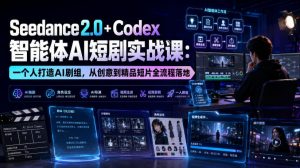 Seedance2.0+Codex智能体AI短剧实战课:一个人打造AI剧组,从创意到精品短片全流程-优品网赚资源库