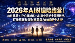 2026年AI财道陪跑营|心性筑基+IP心智修炼+AI商业落地全周期陪伴,打造具备长期财富承载力的超级个人IP-优品网赚资源库