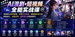 AI漫剧+短视频全能实战课|零基础从账号搭建、AI图文生视频、漫剧剧本创作到剪辑成片、合规过审、版权登记全落地教学-优品网赚资源库