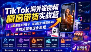 TikTok海外短视频橱窗带货实战营｜从0搭建海外账号，算法运营+爆款内容+自然流量变现全流程-优品网赚资源库