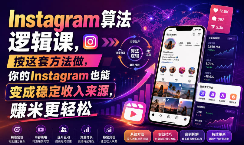 Instagram算法逻辑课，按这套方法做，你的Instagram也能变成稳定收入来源，賺米更轻松【原创双语字幕】-优品网赚资源库