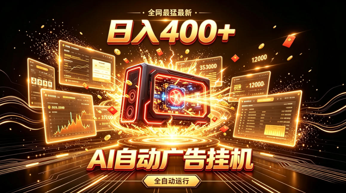 全网最猛最新的AI自动广告挂G，狠收益日入400+，真正做到躺賺式变现【揭秘】-优品网赚资源库