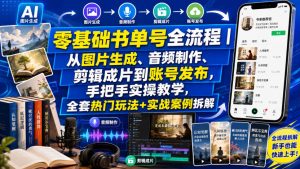 零基础书单号全流程｜从图片生成、音频制作、剪辑成片到账号发布，手把手实操教学，全套热门玩法+实战案例拆解-优品网赚资源库