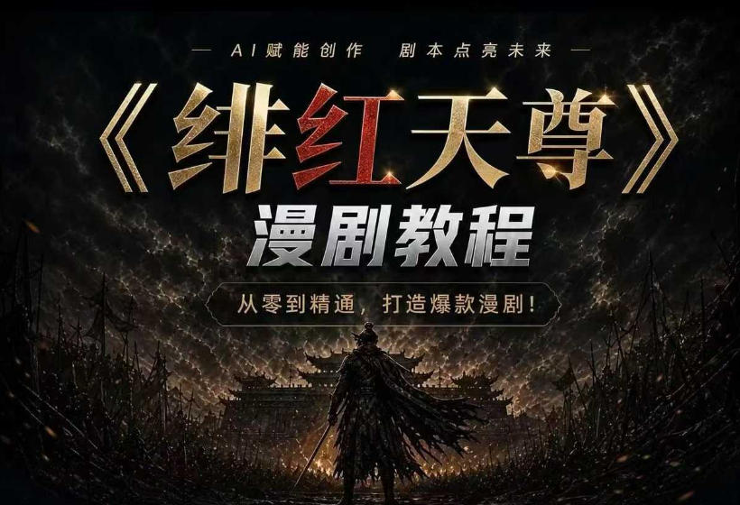 绯红天尊AI漫剧系统教程｜从零入门到精通，工具运用+剧本创作+爆款逻辑+提示词素材+镜头剪辑，全套爆款漫剧落地实战课-优品网赚资源库