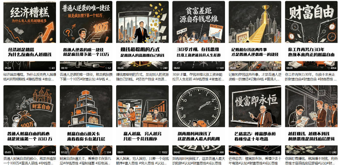 【AI书单】财富书籍图文解读玩法，一键直出，几十条视频，跑出1000单，全流程拆解，新手也可以上手-优品网赚资源库